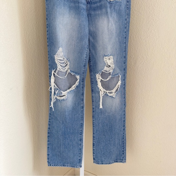 Triarchy Jeans High Rise Distressed Straight Jeans Size‎ 28 Light Wash - Picture 4 of 10